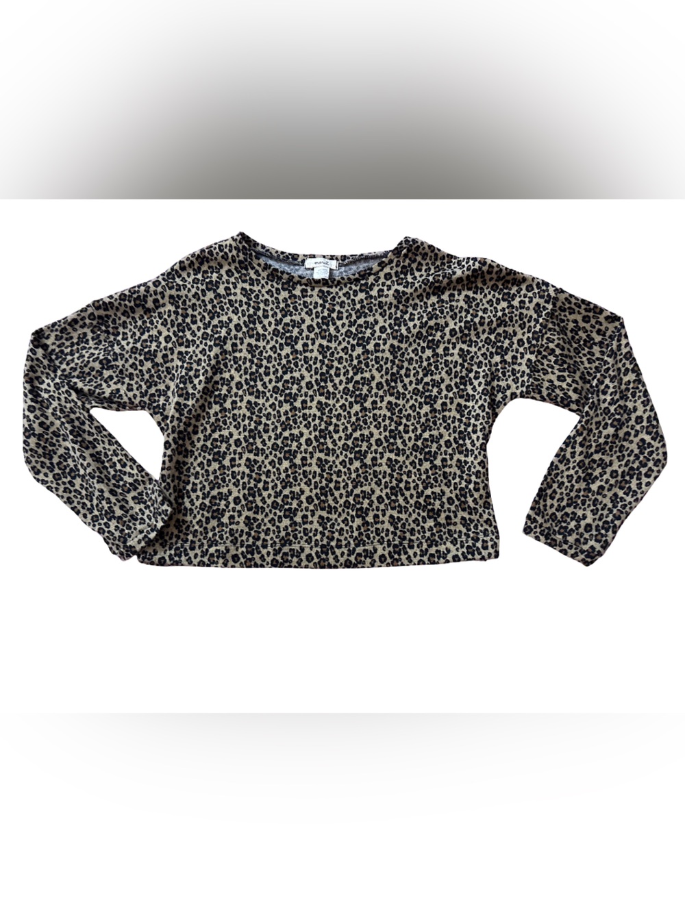 Leopard Print Long Sleeve Women's Top - Beige & Black